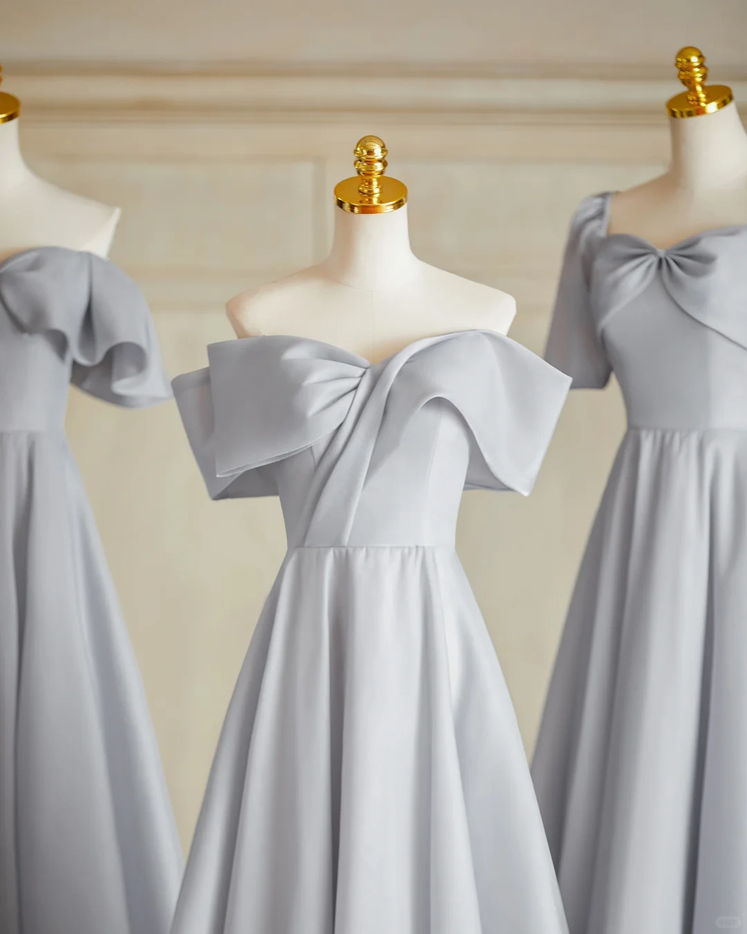 Classy A Line Silver Gray Satin Long Bridesmaid Dress