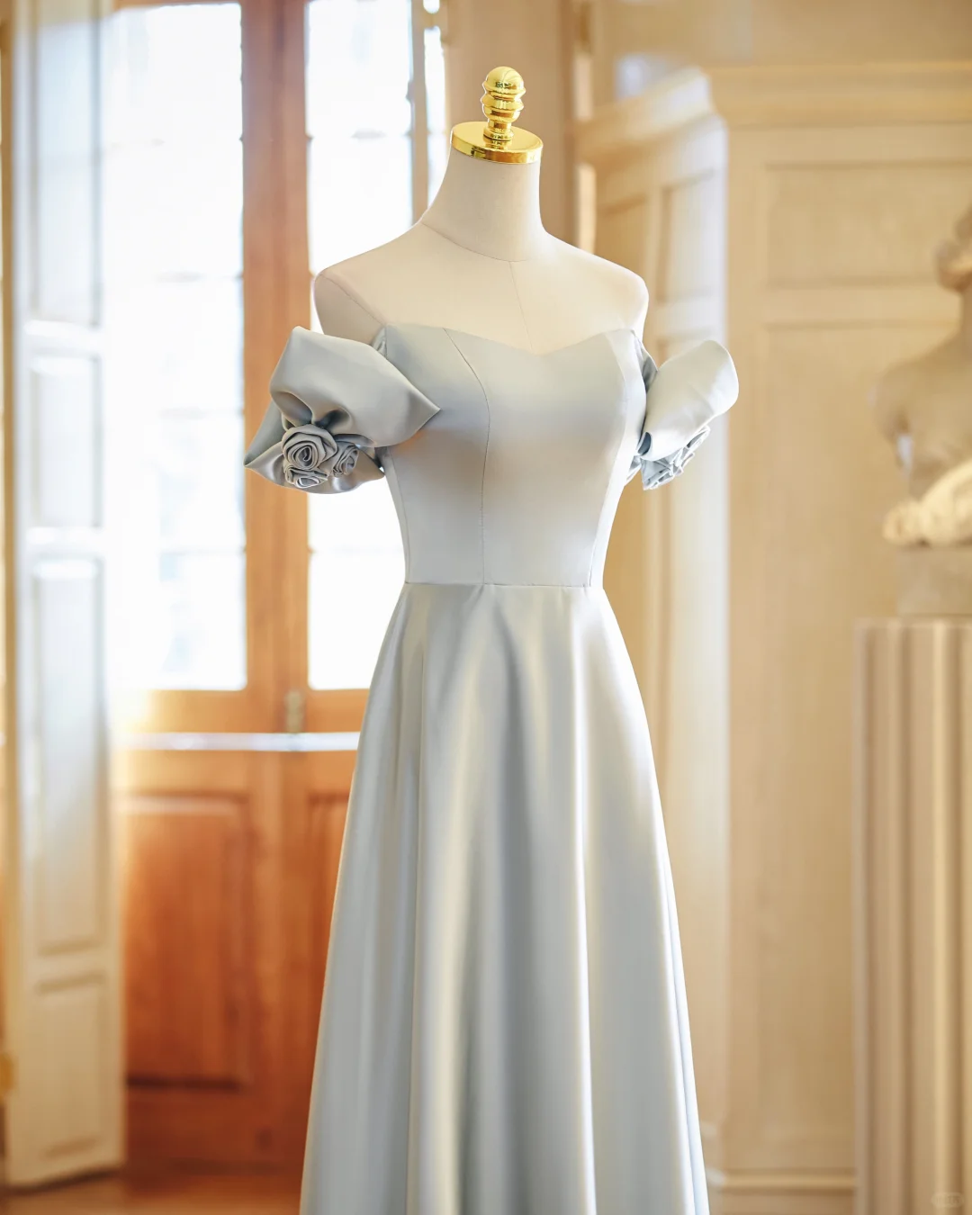 Max And Match A Line Gray Satin Long Bridesmaid Dress