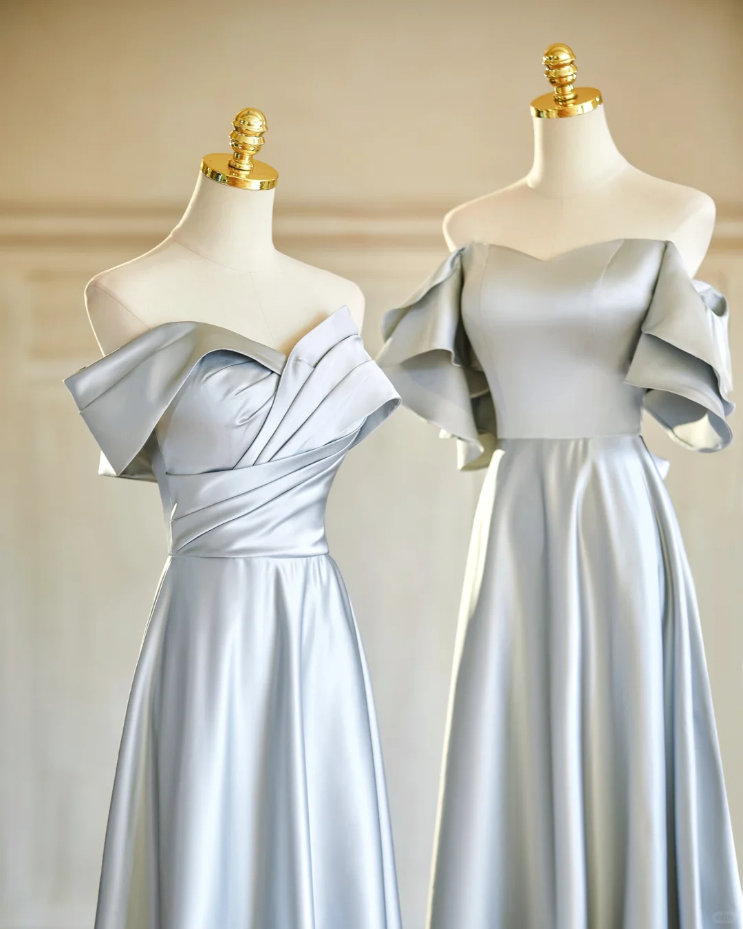 Max And Match A Line Gray Satin Long Bridesmaid Dress