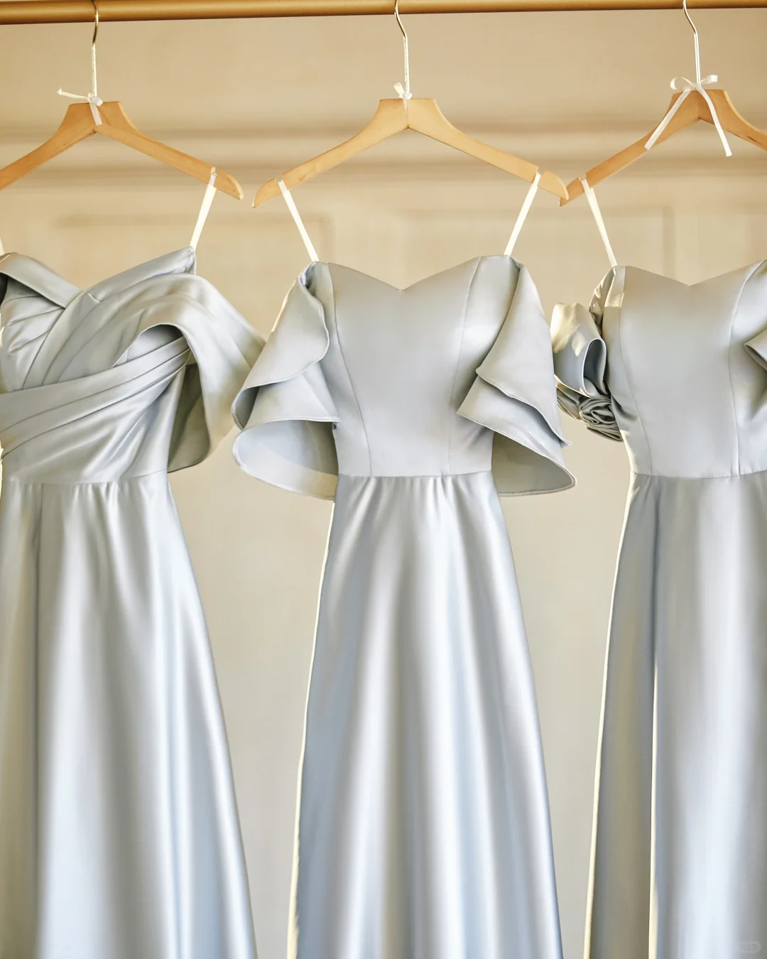Max And Match A Line Gray Satin Long Bridesmaid Dress