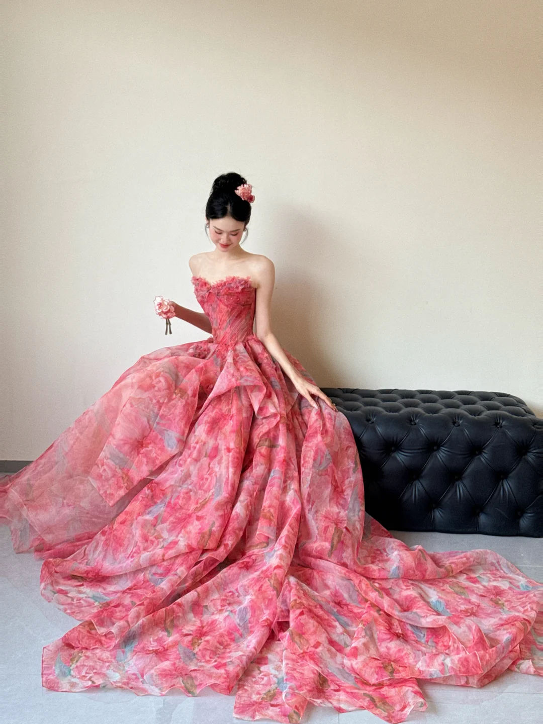 Summer Unique A Line Strapless Chiffon Long Prom Dresses
