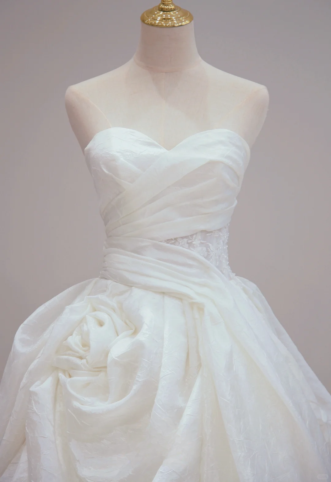 Dreamy A Line Strapless White Satin Pleated Long Wedding Dresses