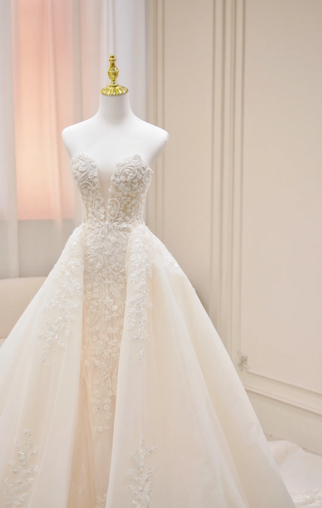 Vintage A Line Strapless Satin Applique Long Wedding Dresses