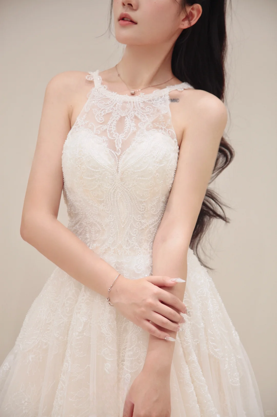 Princess A Line Halter Tulle Lace Long Wedding Dresses