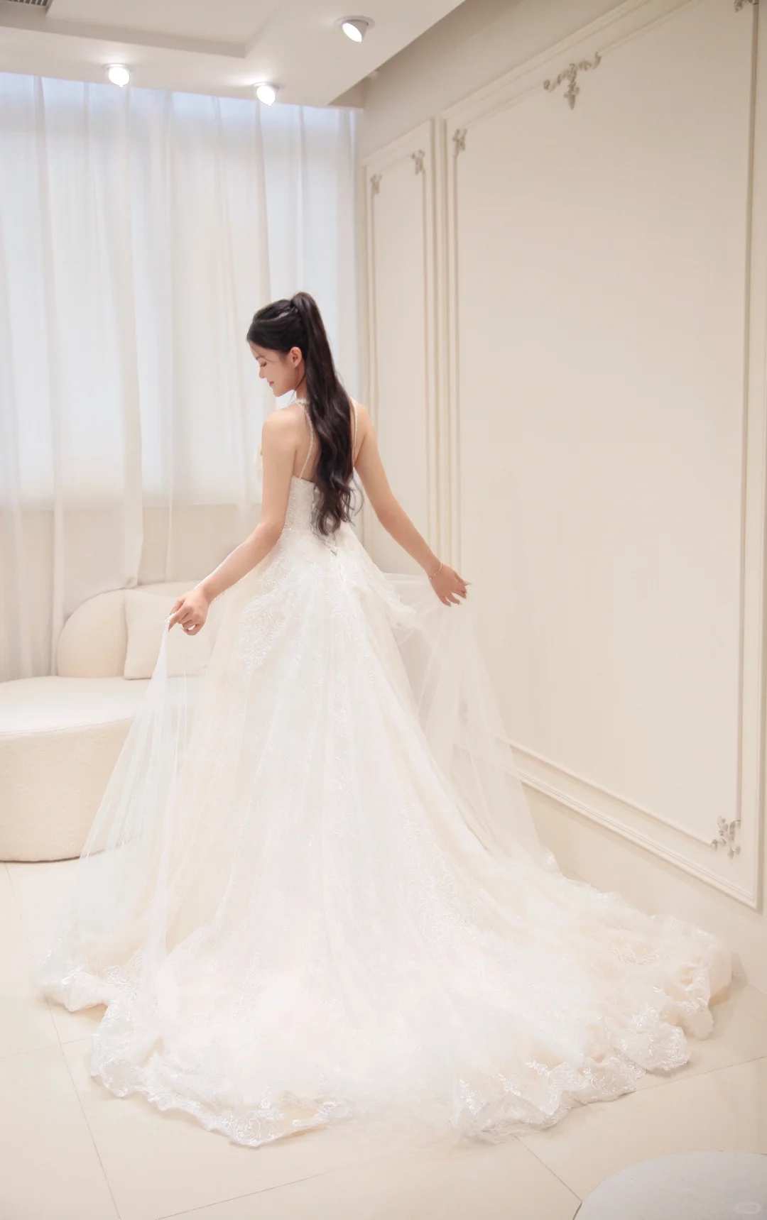 Princess A Line Halter Tulle Lace Long Wedding Dresses