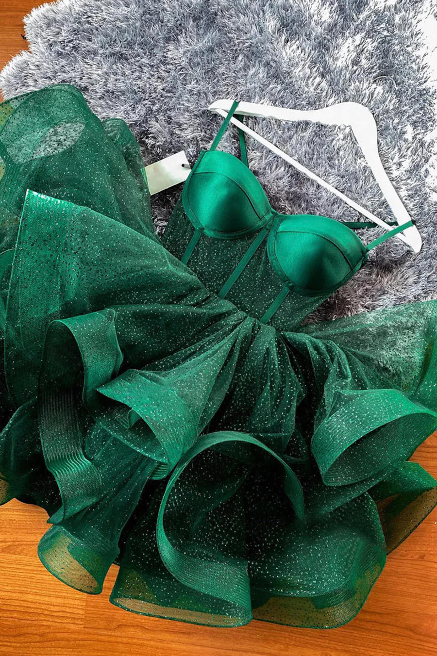 Green Tulle Spaghetti Straps Short Homecoming Dress Cocktail Dress