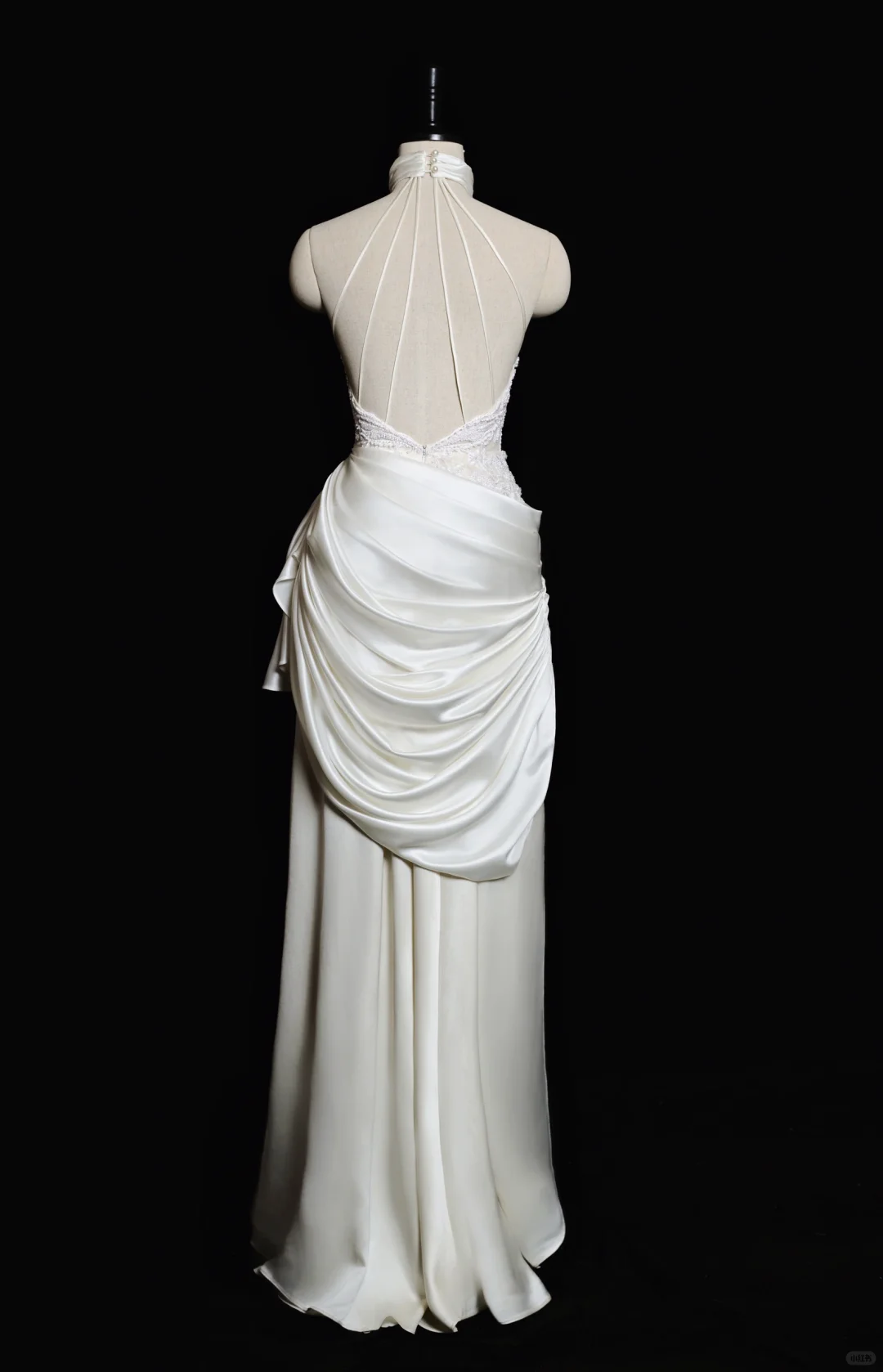 Vintage Mermaid Halter Satin Lace Pleated Long Wedding Dresses