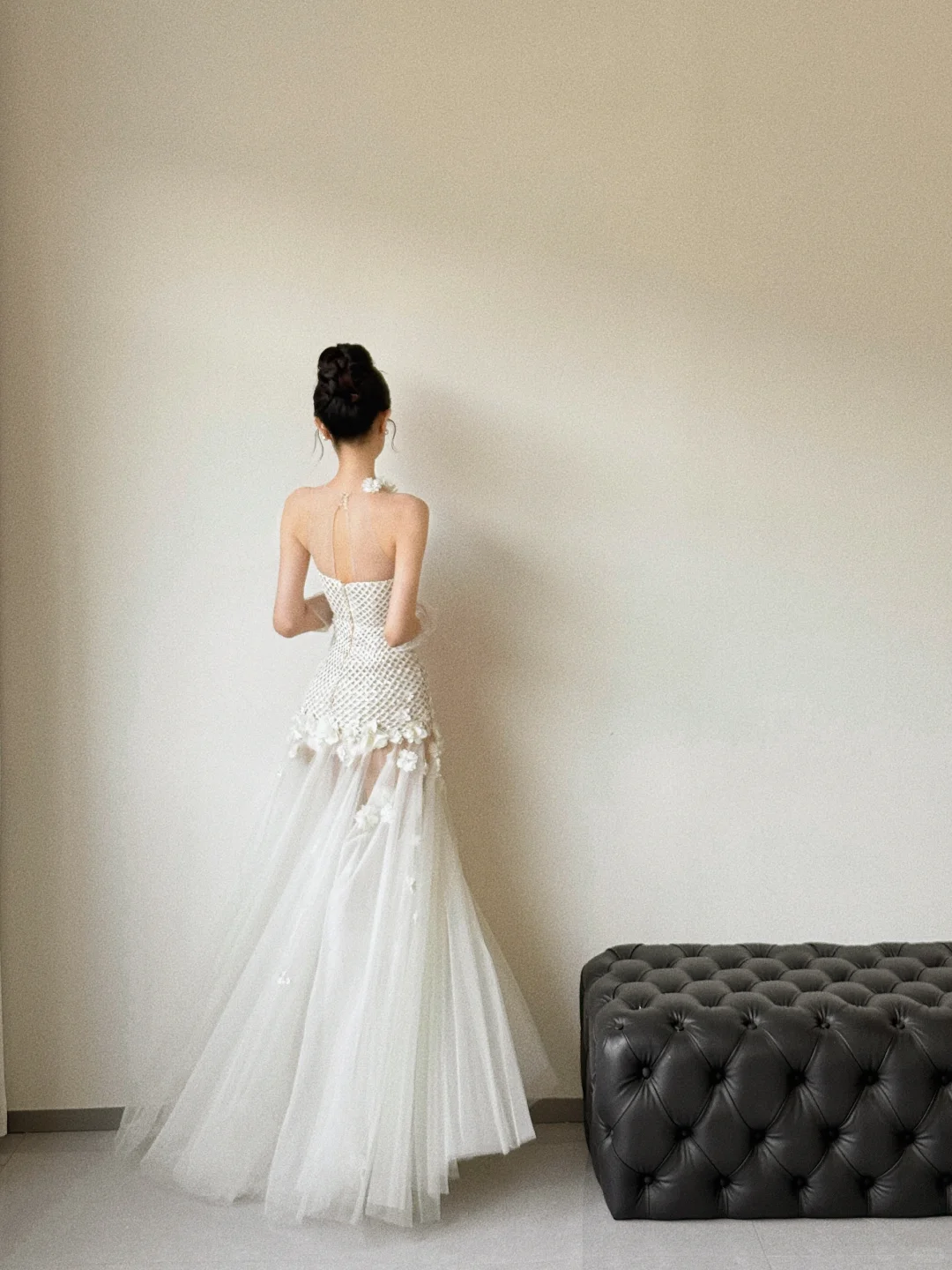 Classy Elegant Mermaid Halter Tulle With Gloves Long Wedding Dresses