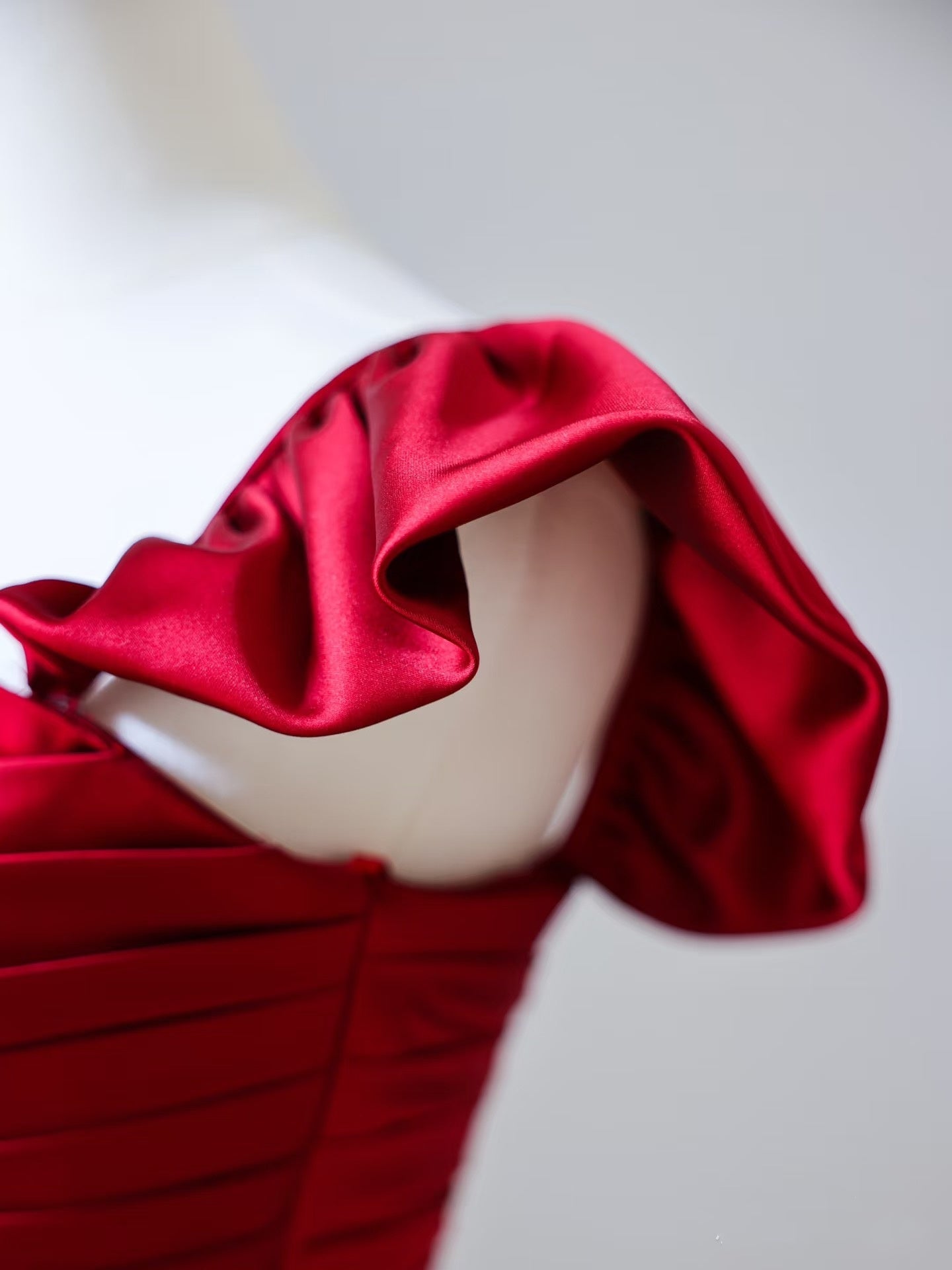 Sexy Mermaid Red Satin High Low Prom Dresses Evening Gowns