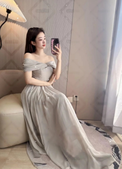 Elegant Simple A Line Off The Shoulder Chiffon Long Bridesmaid Dress