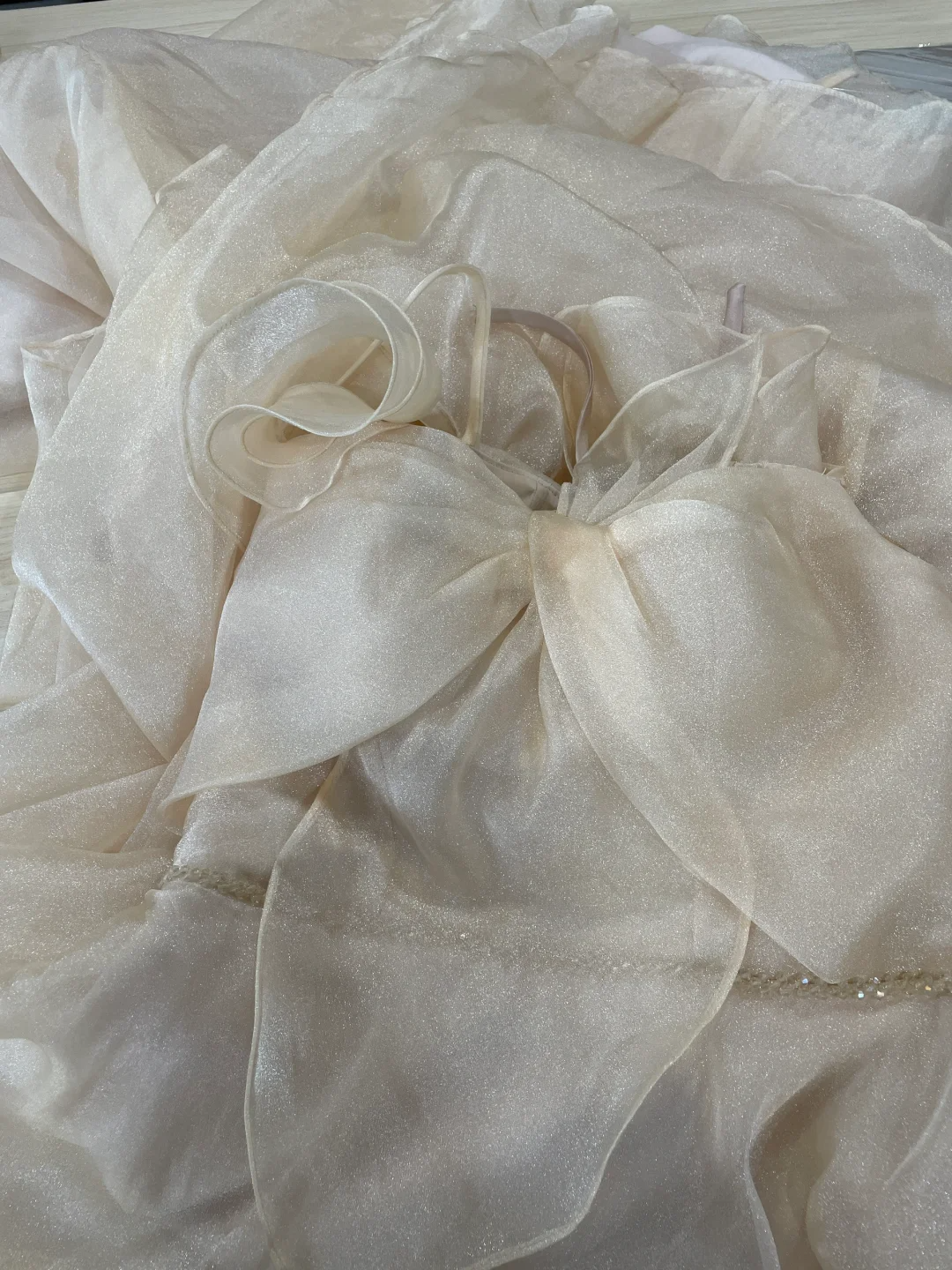 Pretty A Line Spaghetti Straps Light Champagne Chiffon Long Bridesmaid Dress