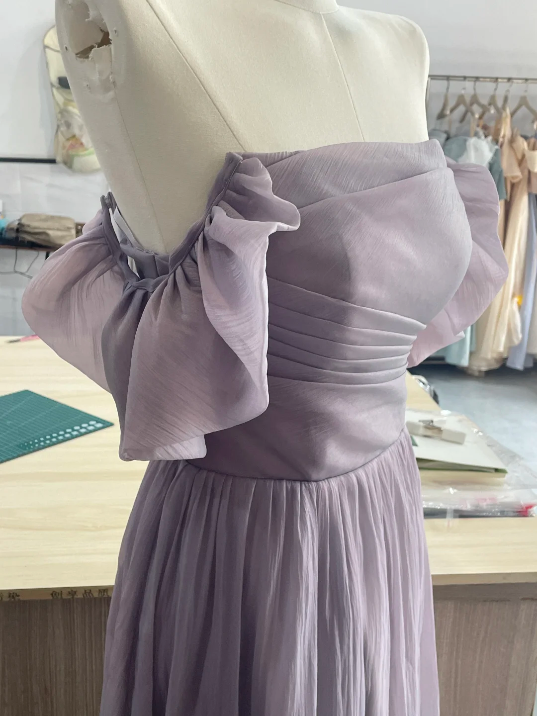 Unique A Line Lilac Chiffon Long Bridesmaid Dress