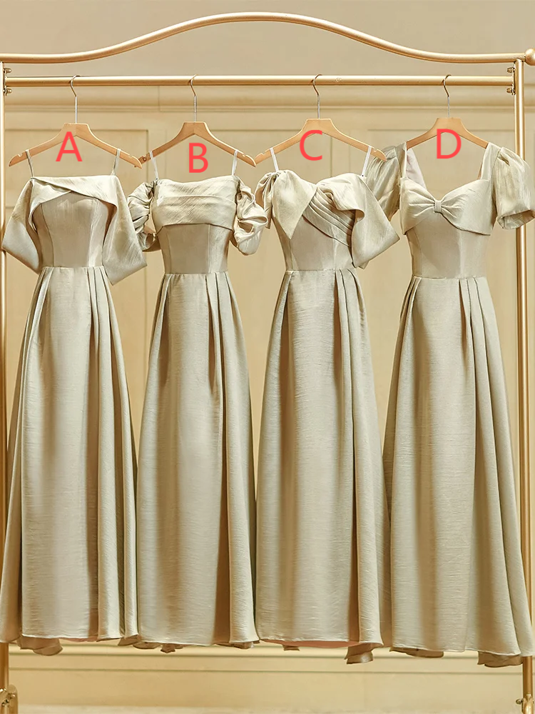 Elegant Simple A Line Satin Long Bridesmaid Dress
