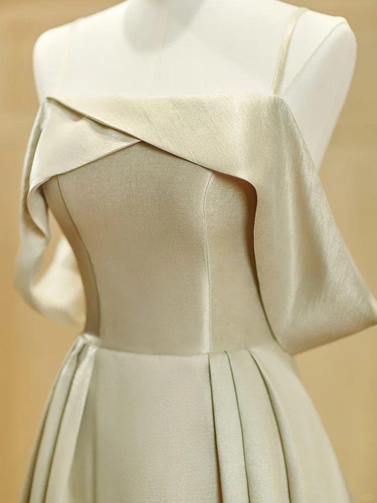 Elegant Simple A Line Satin Long Bridesmaid Dress