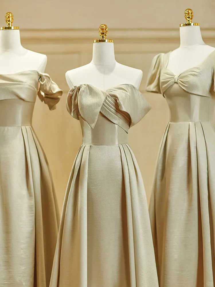 Elegant Simple A Line Satin Long Bridesmaid Dress