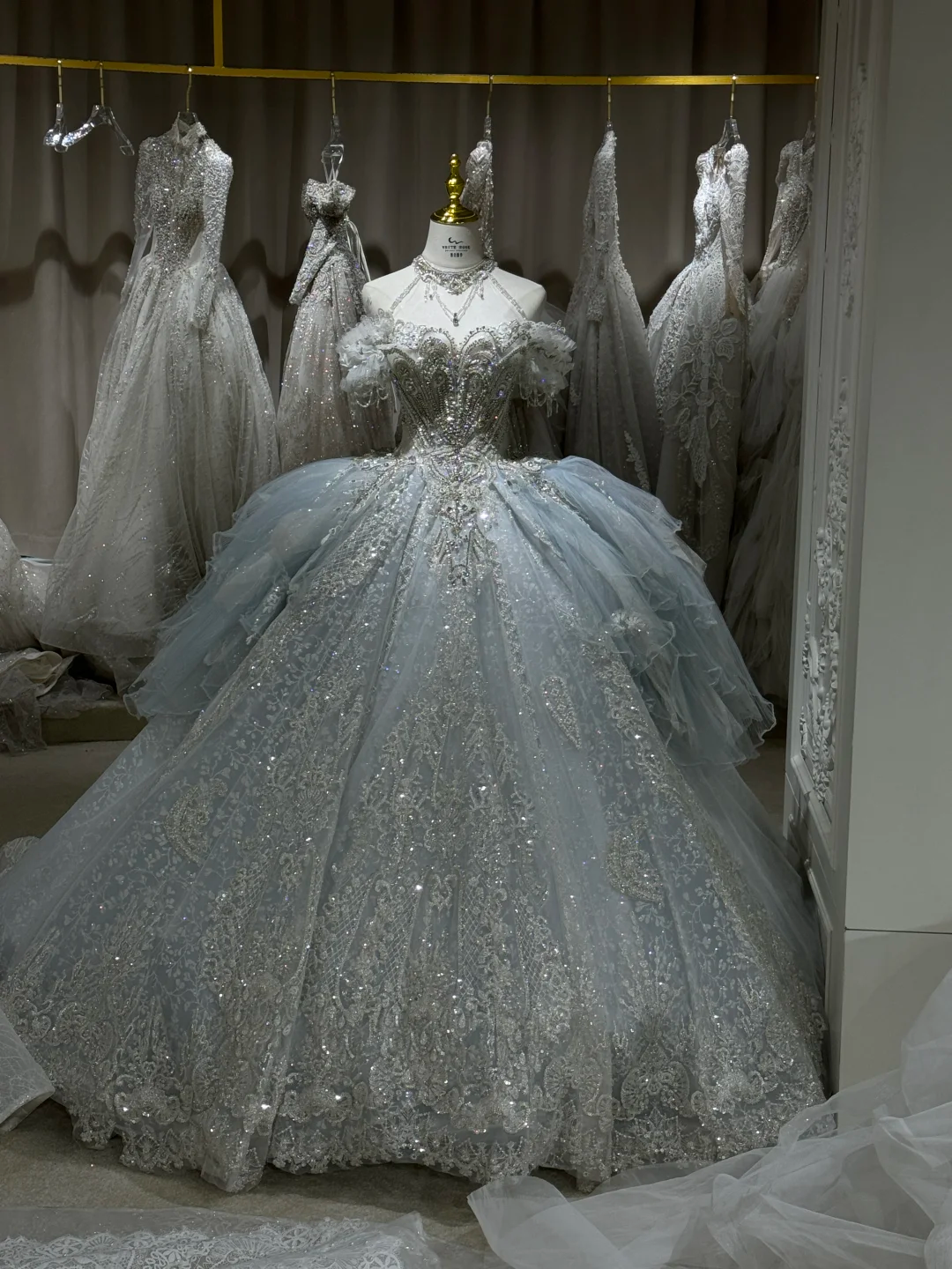 Timeless Ball Gown Off The Shoulder Tulle Lace Beaded Long Wedding Dresses