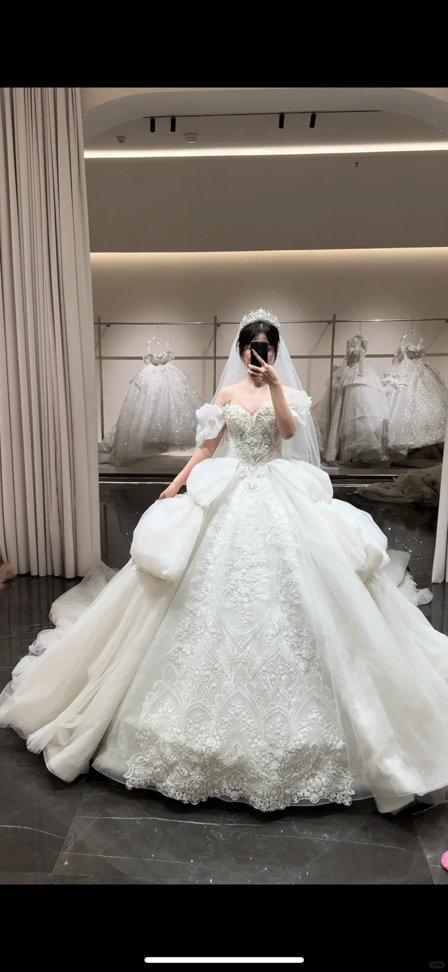 Vintage Ball Gown Off The Shoulder Satin Tulle Applique With Veil Long Wedding Dresses