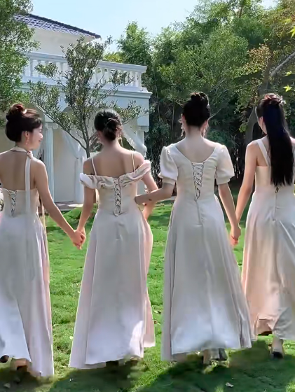 Elegant A Line Satin Long Bridesmaid Dress