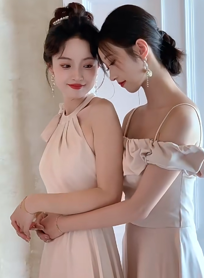 Elegant A Line Satin Long Bridesmaid Dress