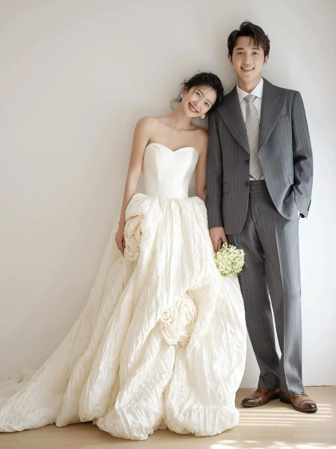Unique Ball Gown Strapless Satin Long Wedding Dresses