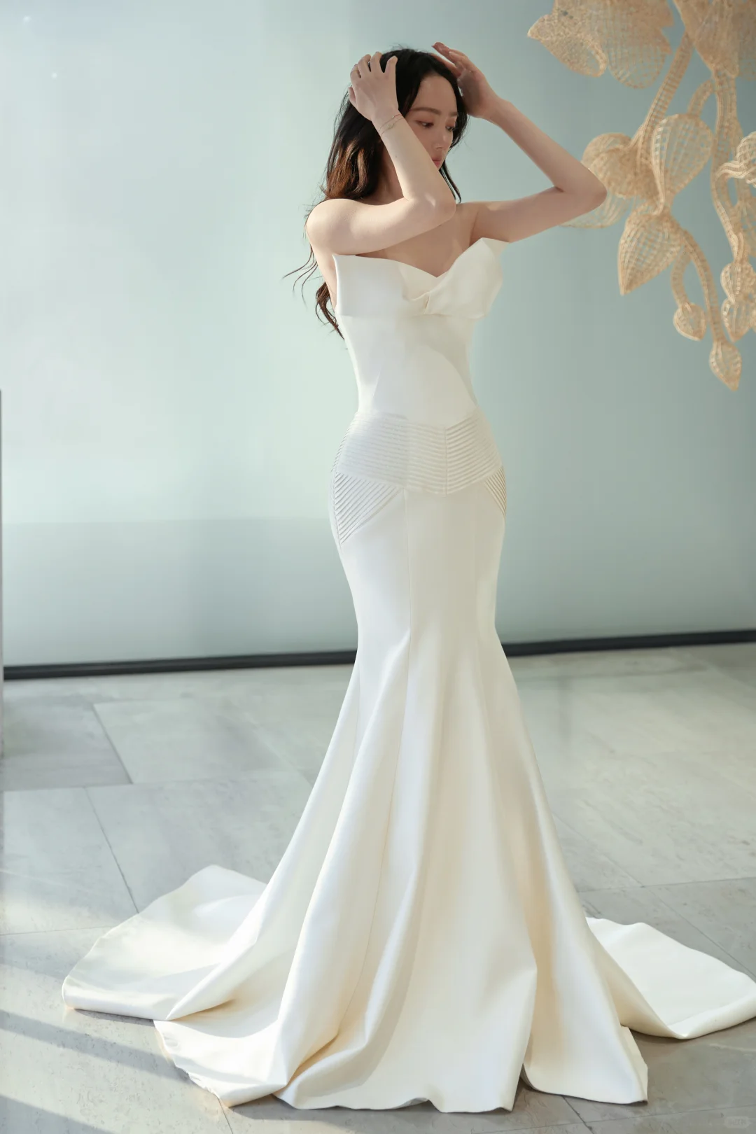 Classy Mermaid Strapless Satin Long Wedding Dresses