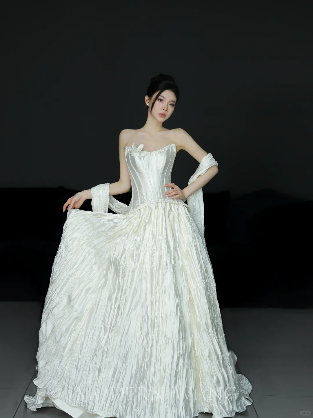 Unique A Line Strapless Satin Long Wedding Dresses