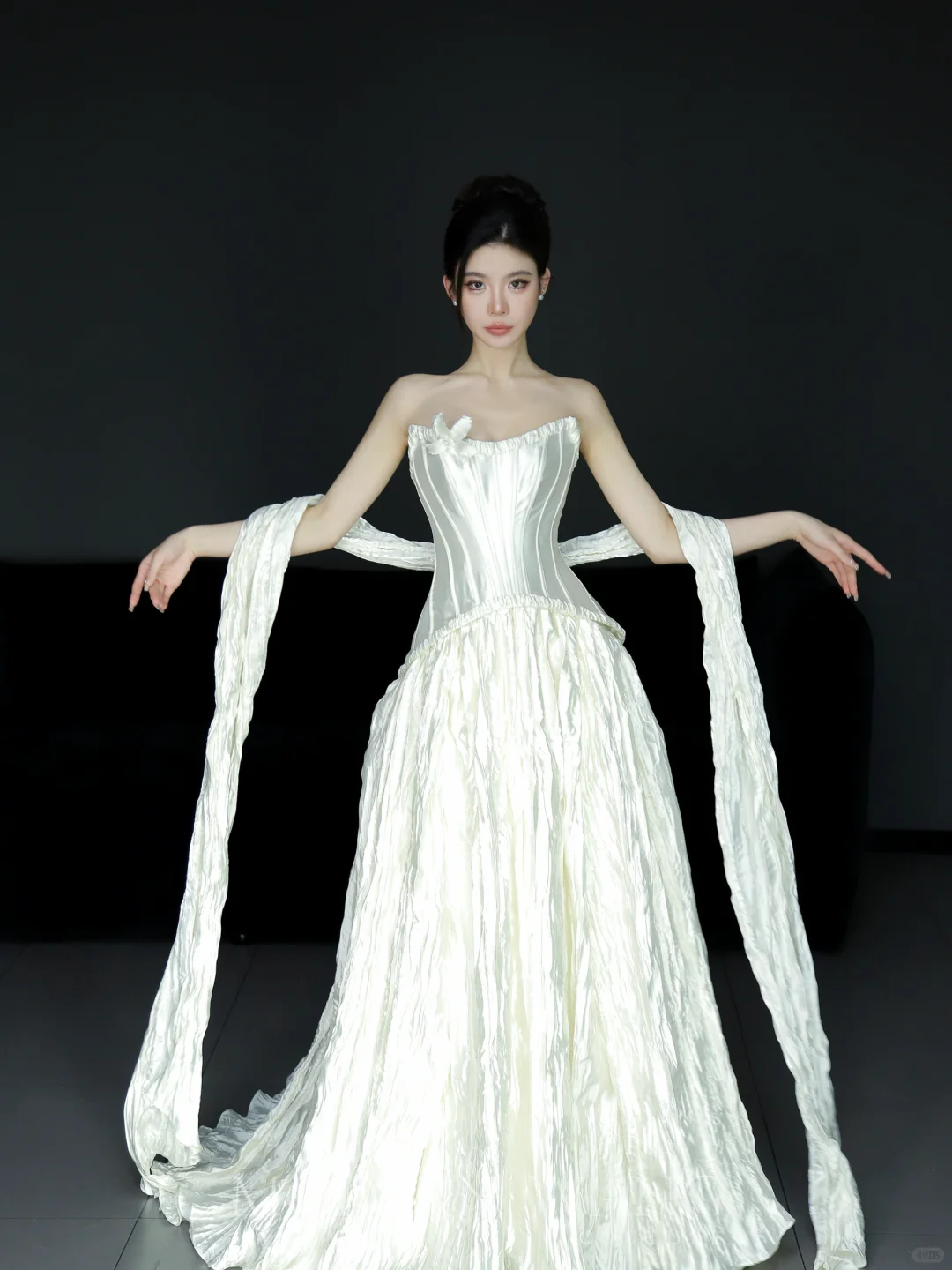 Unique A Line Strapless Satin Long Wedding Dresses