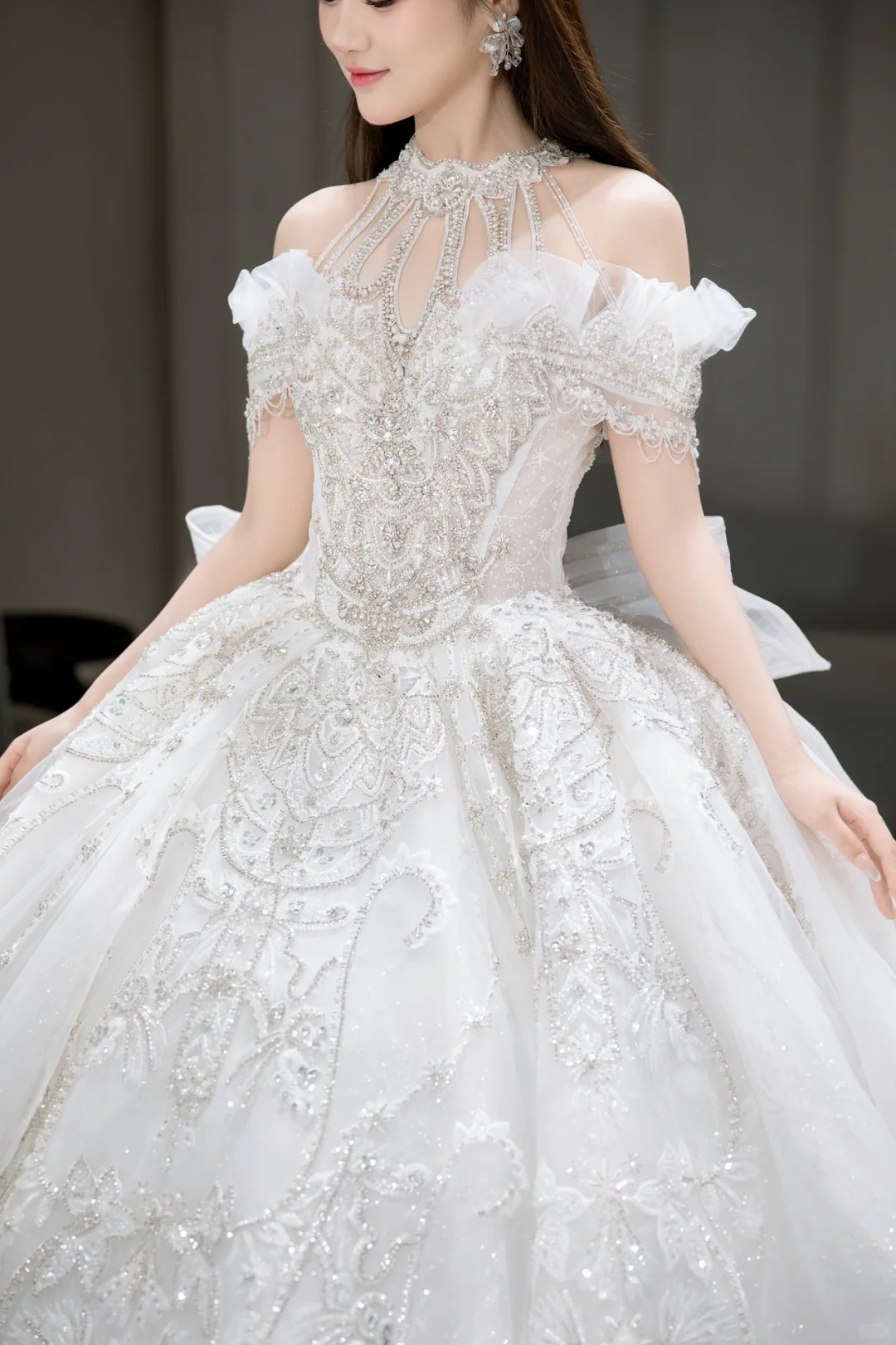 Timeless Ball Gown Off The Shoulder Tulle Sequin Beaded Long Wedding Dresses