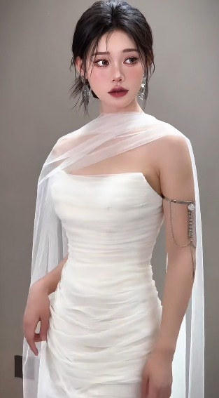 Simple Elegant Mermaid Strapless Chiffon Long Wedding Dresses