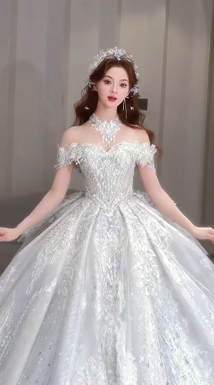 Timeless Ball Gown Off The Shoulder Tulle Sequin Beaded Long Wedding Dresses