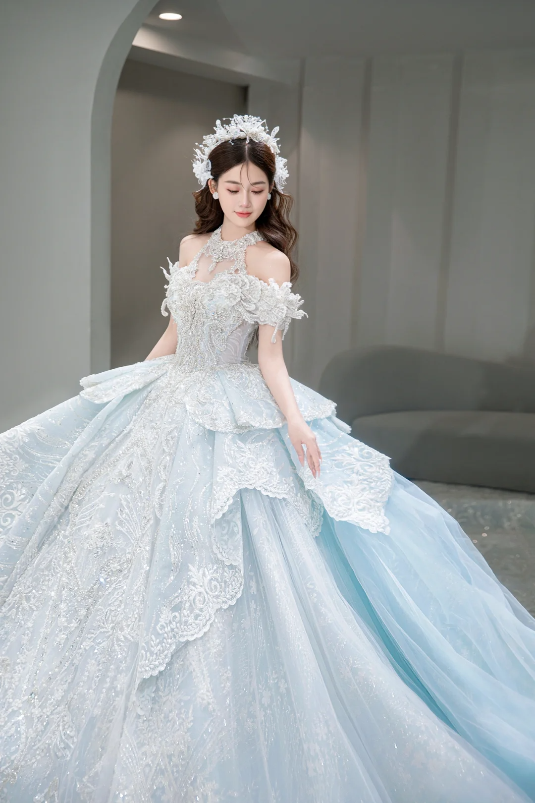Timeless Ball Gown Off The Shoulder Tulle Sequin Lace Long Wedding Dresses