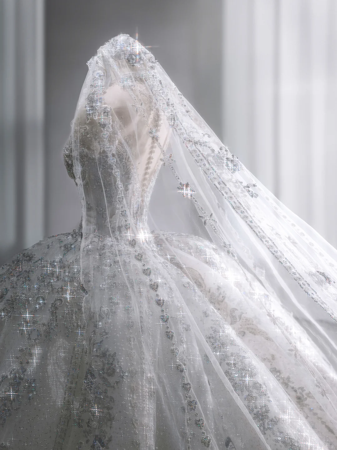 Timeless Ball Gown Tulle Sequin With Veil Long Wedding Dresses