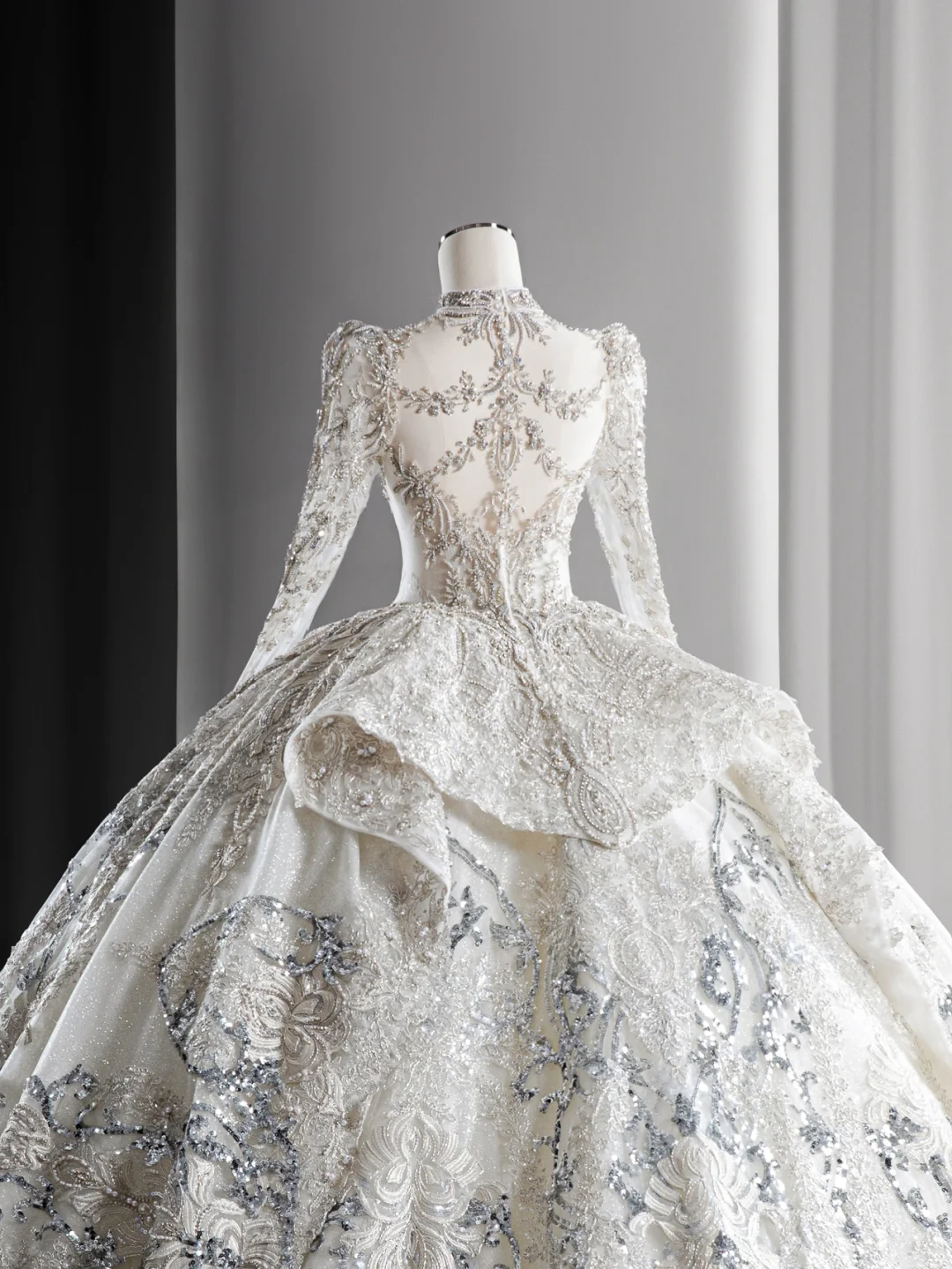 Timeless Ball Gown Tulle Lace Sequin Beaded Long Sleeves Long Wedding Dresses