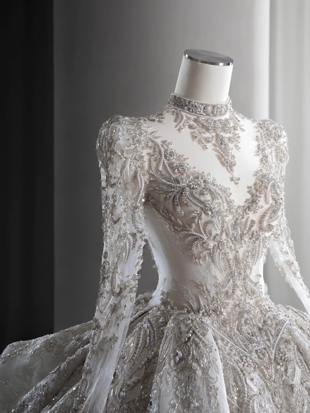 Timeless Ball Gown Tulle Lace Sequin Beaded Long Sleeves Long Wedding Dresses