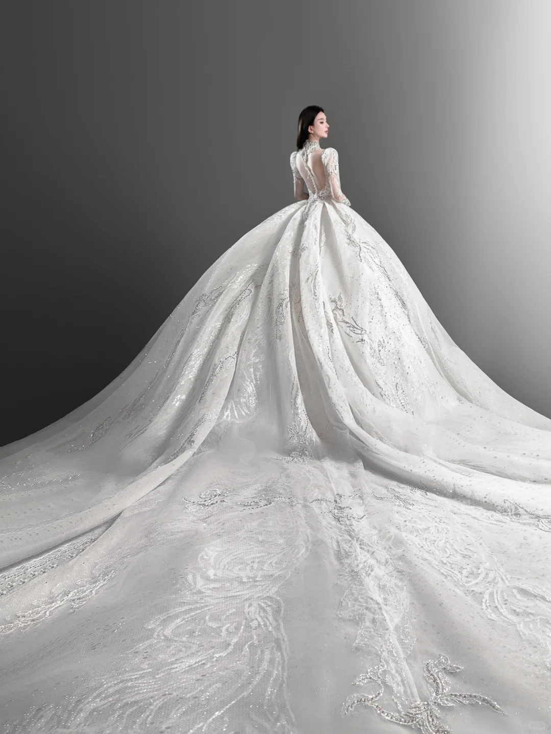 Gorgeous Ball Gown Tulle Lace Long Sleeves Long Wedding Dresses