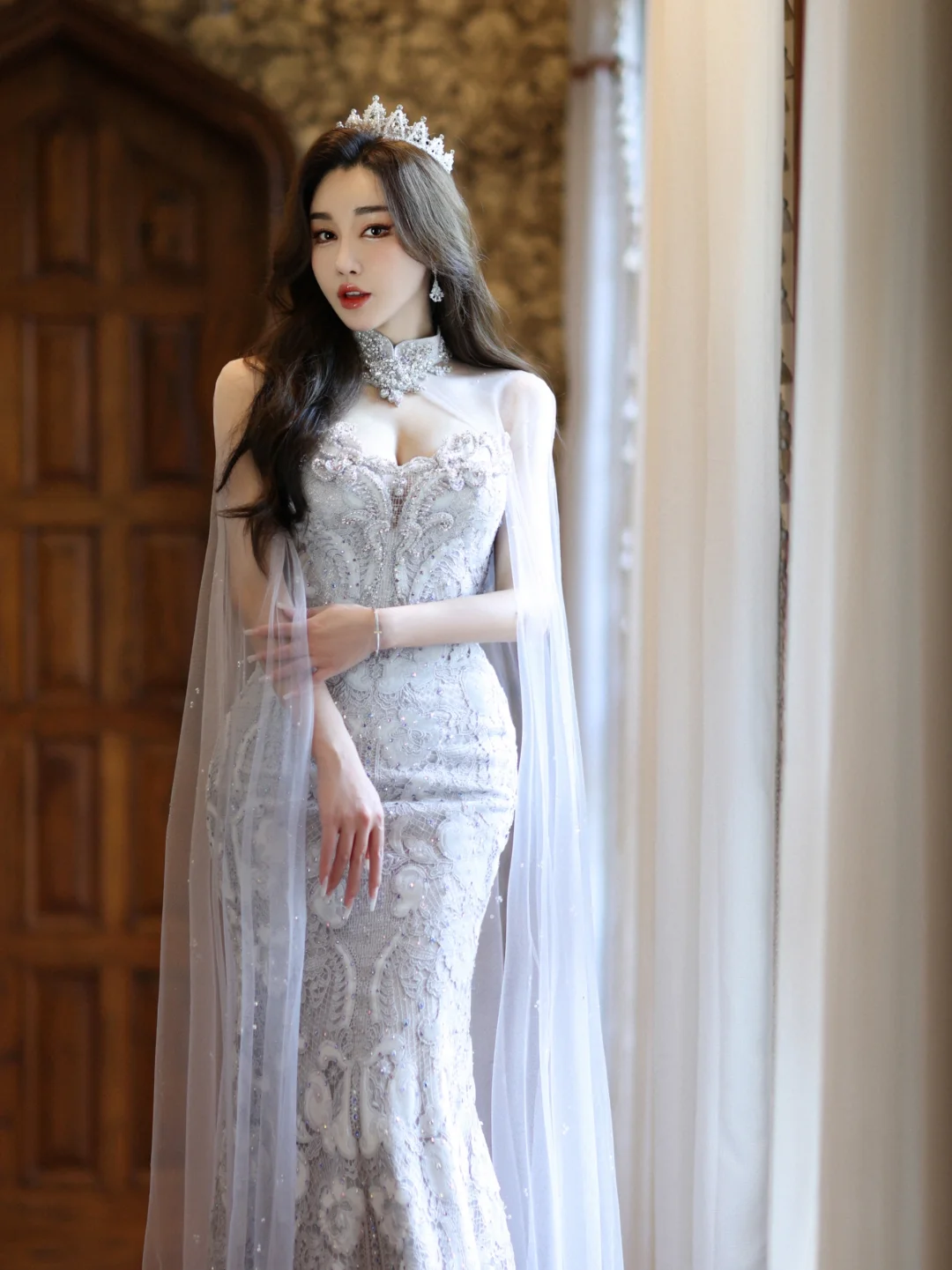 Dreamy Mermaid Strapless Satin Tulle Sequin Long Wedding Dresses