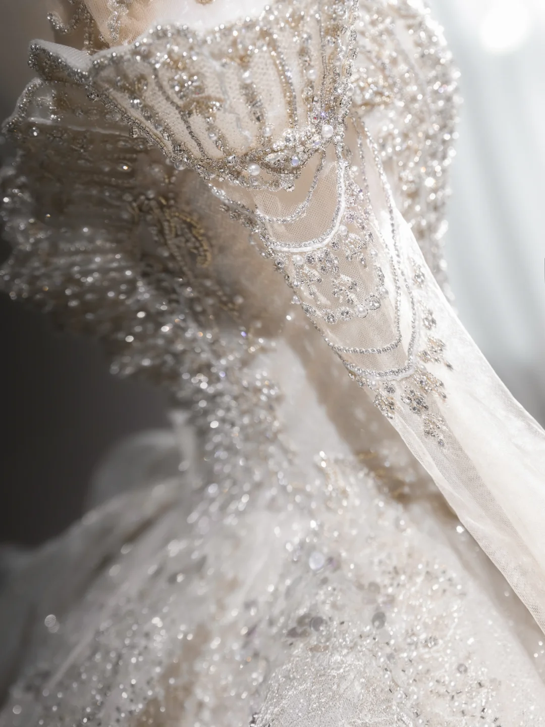 Timeless Ball Gown Off The Shoulder Tulle Lace Sequin Beaed Long Sleeves Long Wedding Dresses