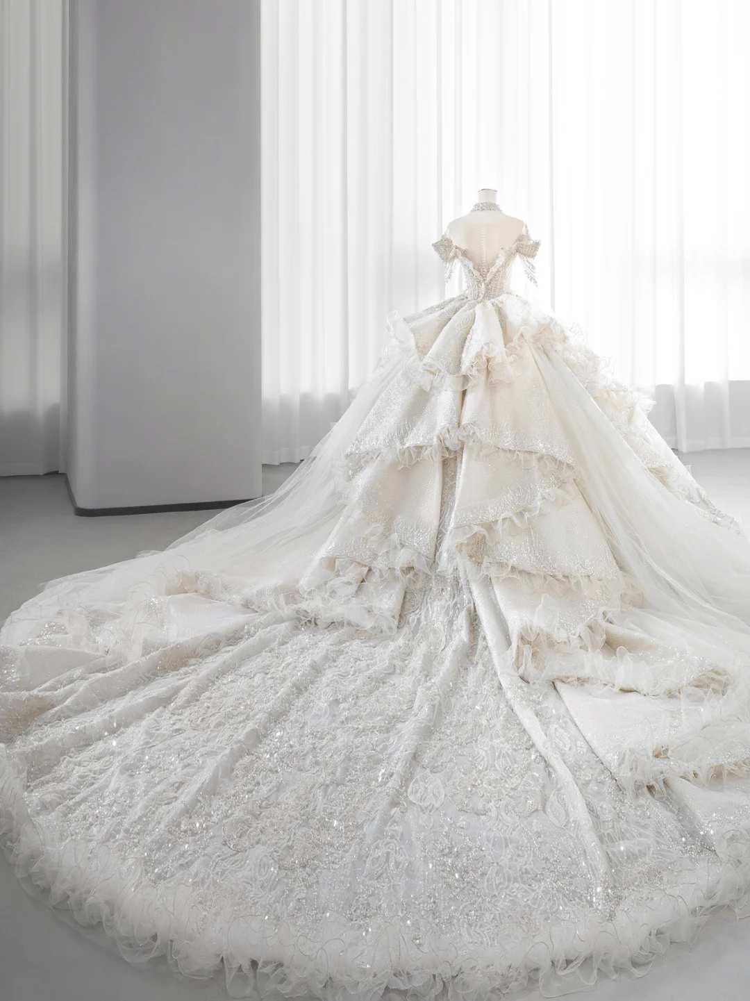 Timeless Ball Gown Off The Shoulder Tulle Lace Sequin Beaed Long Sleeves Long Wedding Dresses