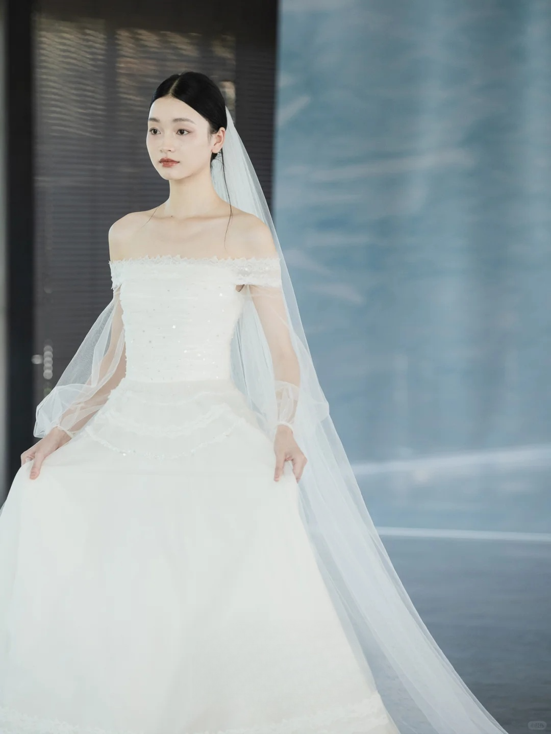 White Classy A Line Off The Shoulder Tulle Lace With Veil Long Wedding Dresses