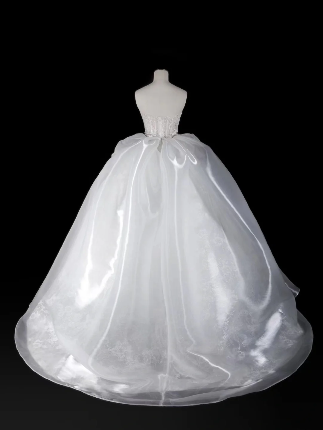 Classy Ball Gown Strapless Satin Lace Sequin Long Wedding Dresses