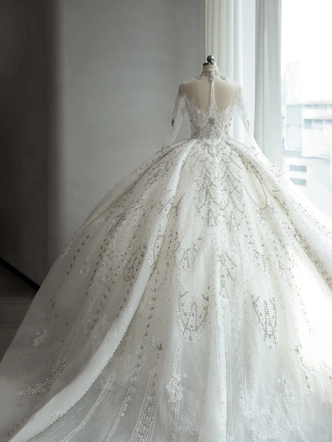 Timeless Ball Gown Tulle Sequin Beaded Long Sleeves Long Wedding Dresses