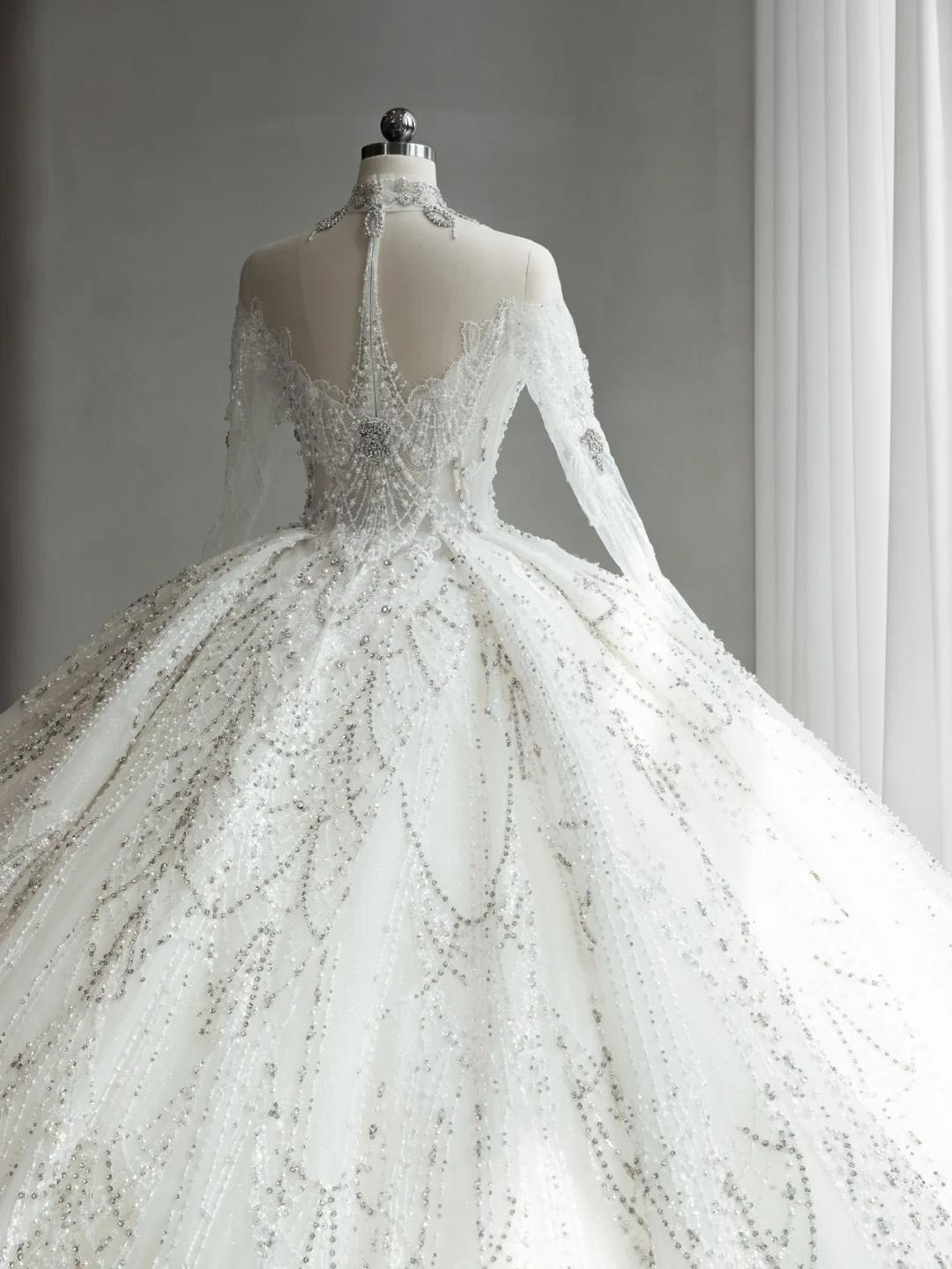 Timeless Ball Gown Tulle Sequin Beaded Long Sleeves Long Wedding Dresses
