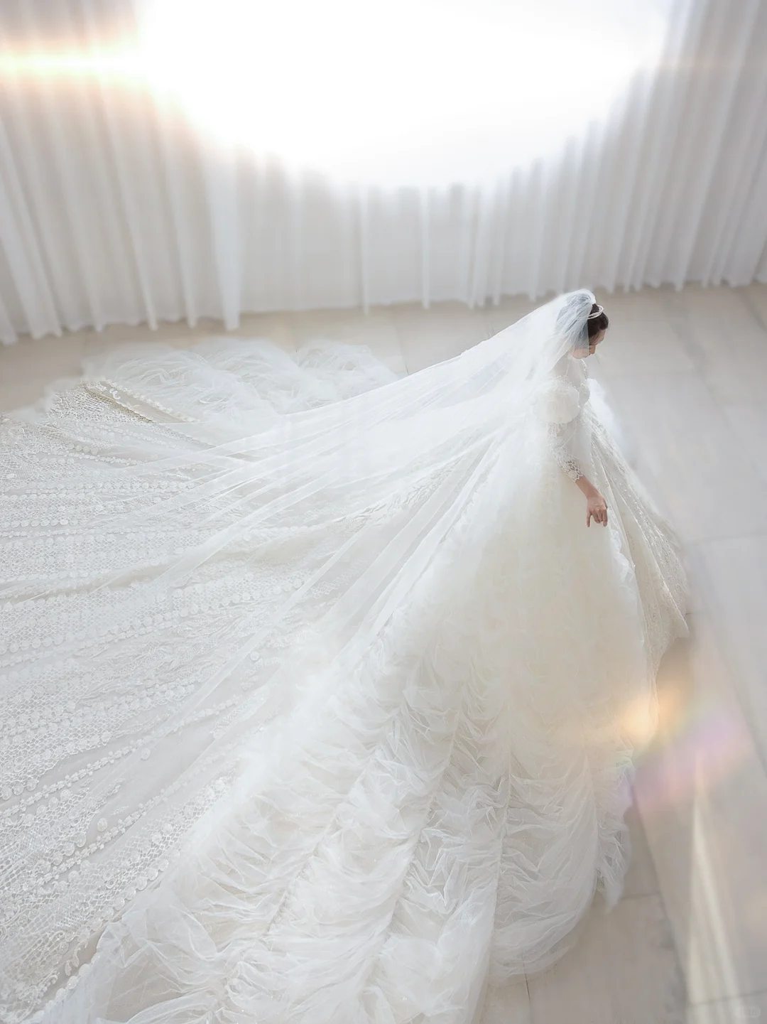 Timeless Ball Gown Tulle Lace Applique Long Sleeves With Veil Long Wedding Dresses