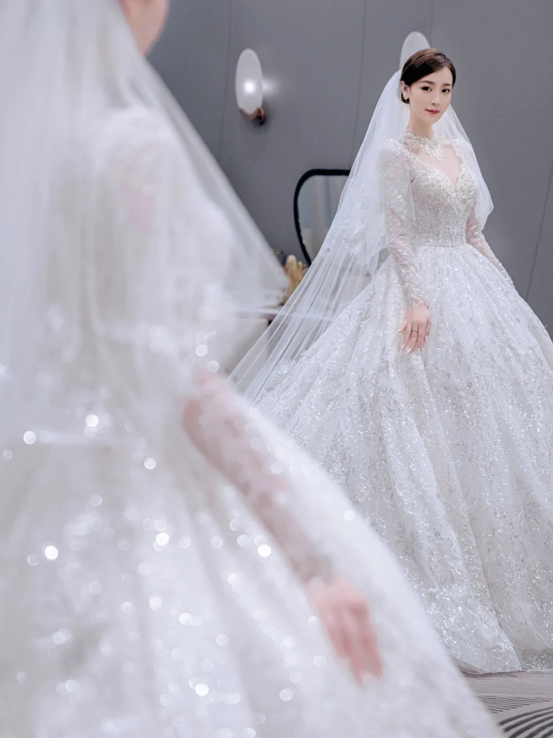 Timeless Ball Gown Tulle Lace Sequin Long Sleeves Long Wedding Dresses