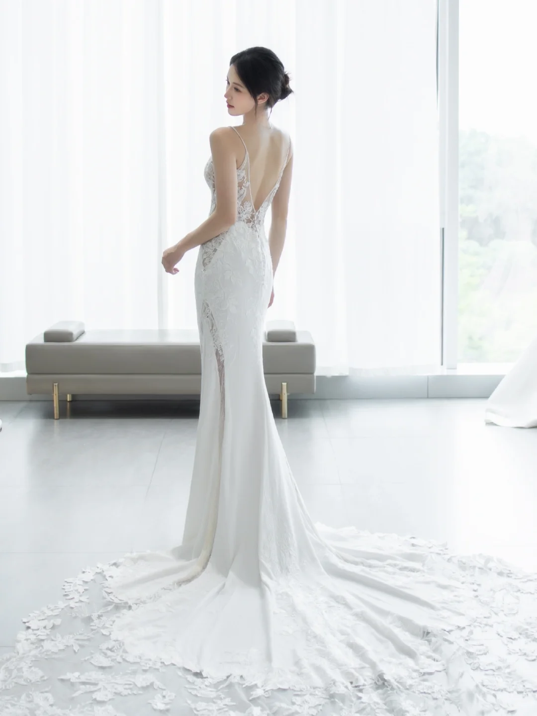 Timeless Mermaid Spaghetti Straps Satin Lace Long Wedding Dresses