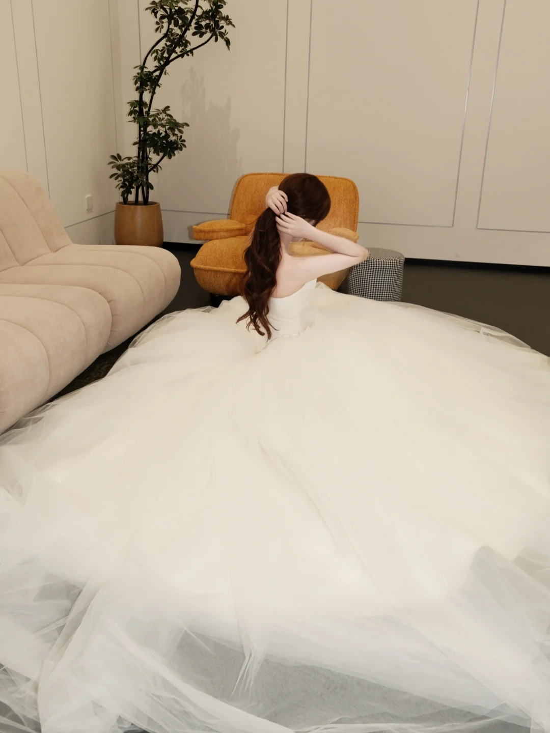 Princessful Ball Gown Strapless Satin Tulle With Veil Long Wedding Dresses