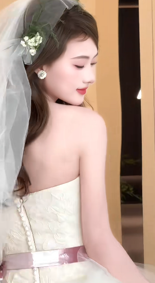 Elegant Ball Gown Strapless Satin Tulle With Veil Long Wedding Dresses