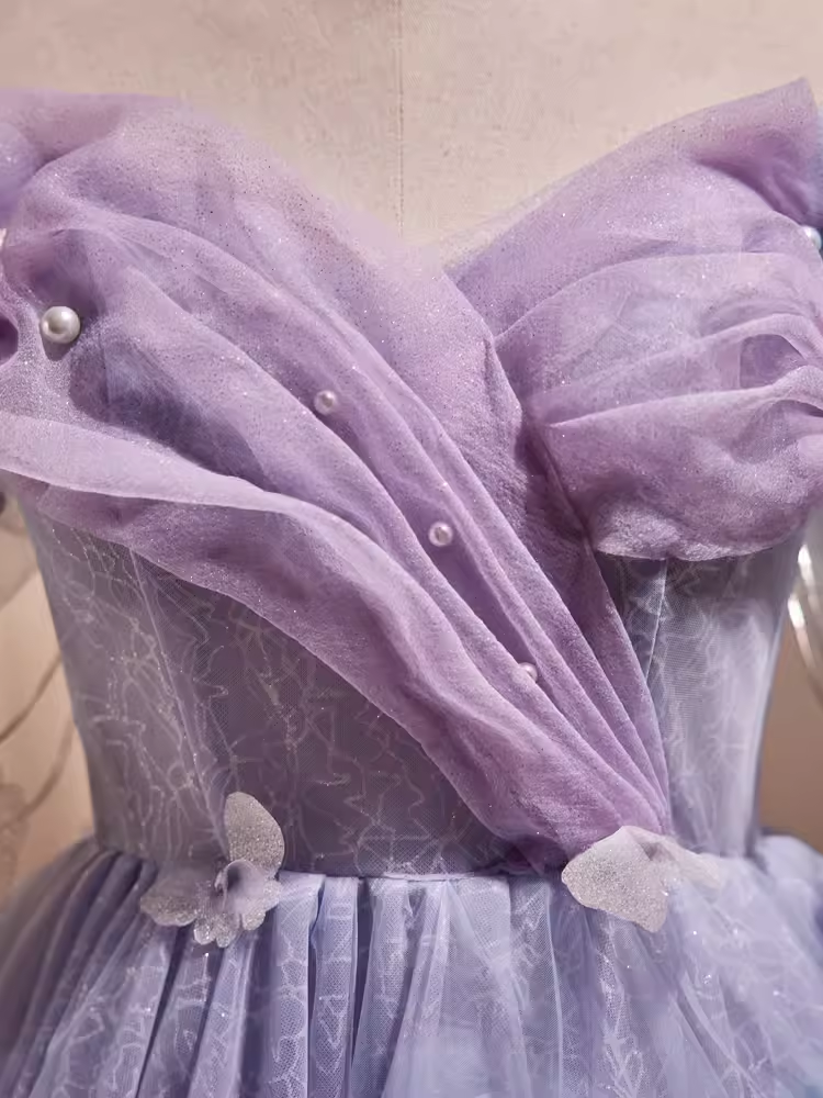Cute Ball Gown Off The Shoulder Lilac Party Dress Homecoming Dresses
