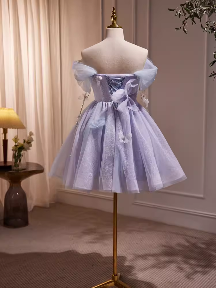 Cute Ball Gown Off The Shoulder Lilac Party Dress Homecoming Dresses