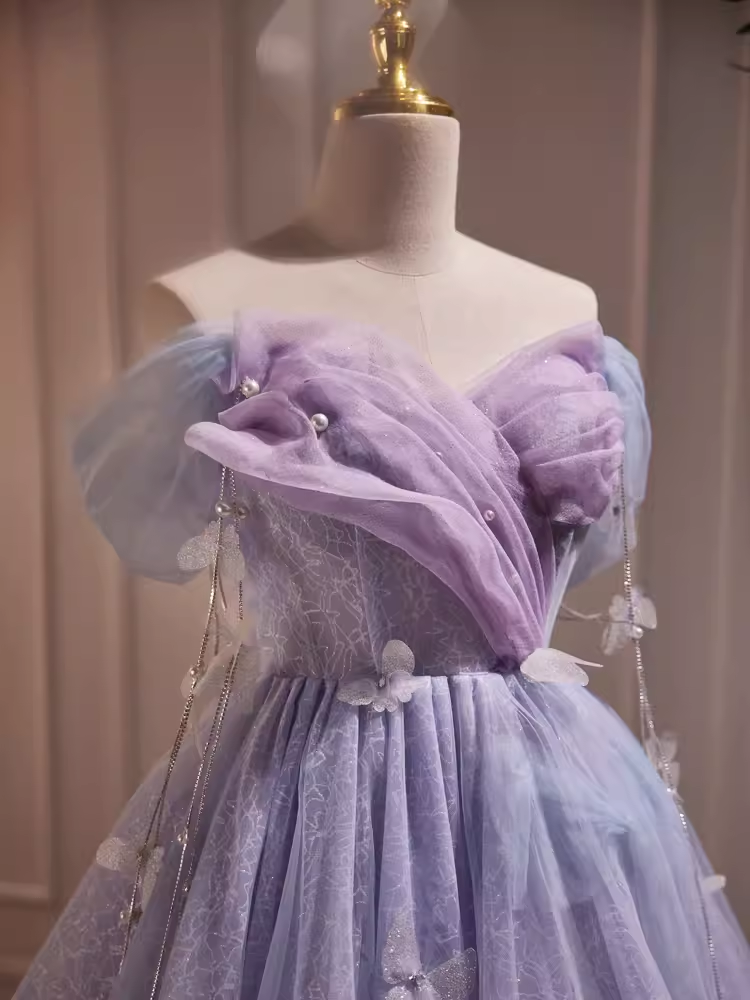 Cute Ball Gown Off The Shoulder Lilac Party Dress Homecoming Dresses